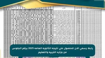 رابط رسمي الآن للحصول على نتيجة الثانوية العامة 2025 برقم الجلوس من وزارة التربية والتعليم